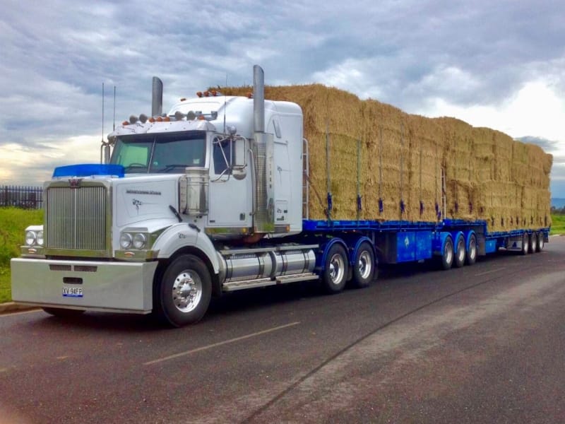 B-double load of Hay