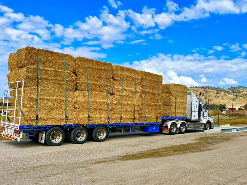 Semi carting hay over weighbridge